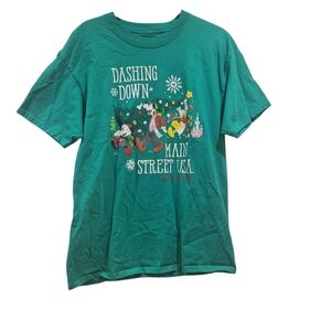 Disney Parks Dashing Down Main Street Christmas Mickey T-Shirt Adult Large GUC